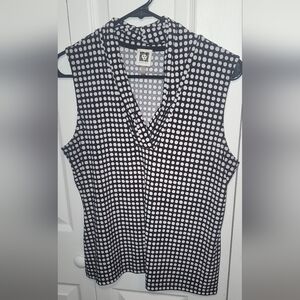 Anne Klein Black and White Polka Dot Blouse